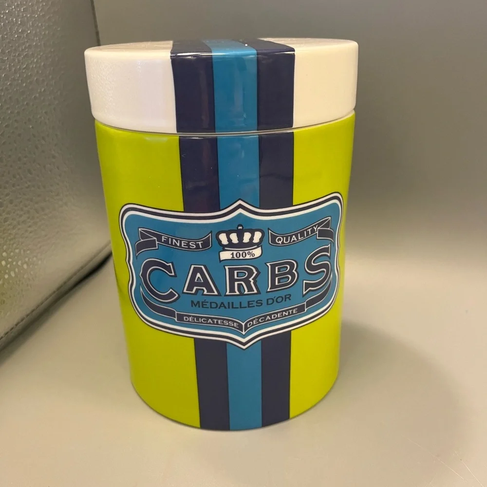 Jonathan Adler Happy Chic "Carbs" Ceramic Carnaby Canister Gasket Seal EUC - Picture 1 of 12